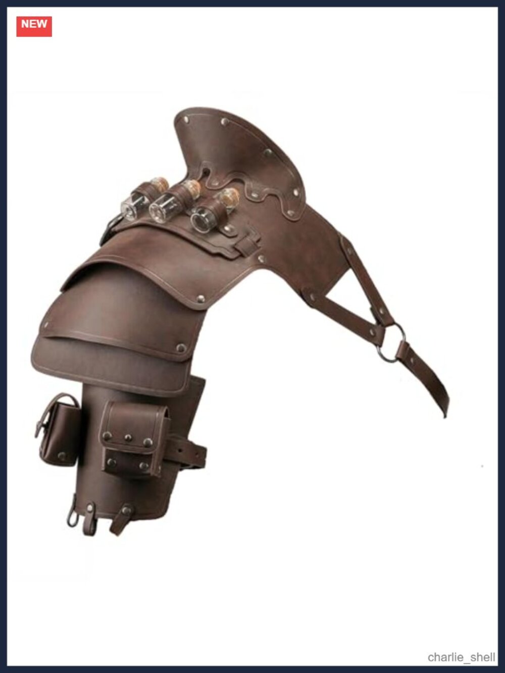 Medieval Knight Shoulder Armor with Coin Vial Pouch Renaissance Cosplay